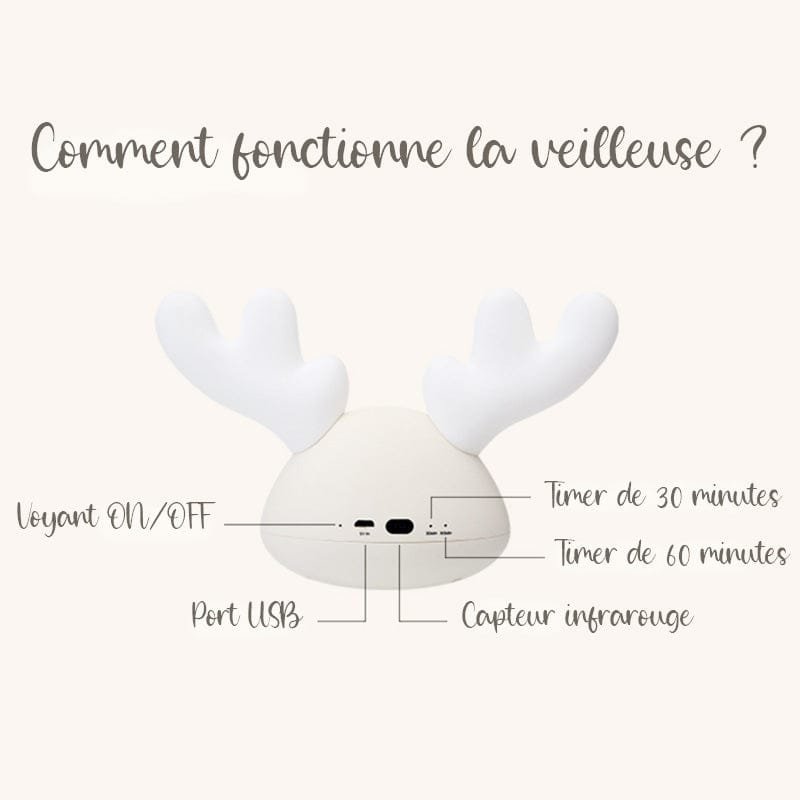 Lampe Veilleuse Cerf pour un Sommeil Apaisant des Tout-petits 1 lampe veilleuse cerf fonctionnement