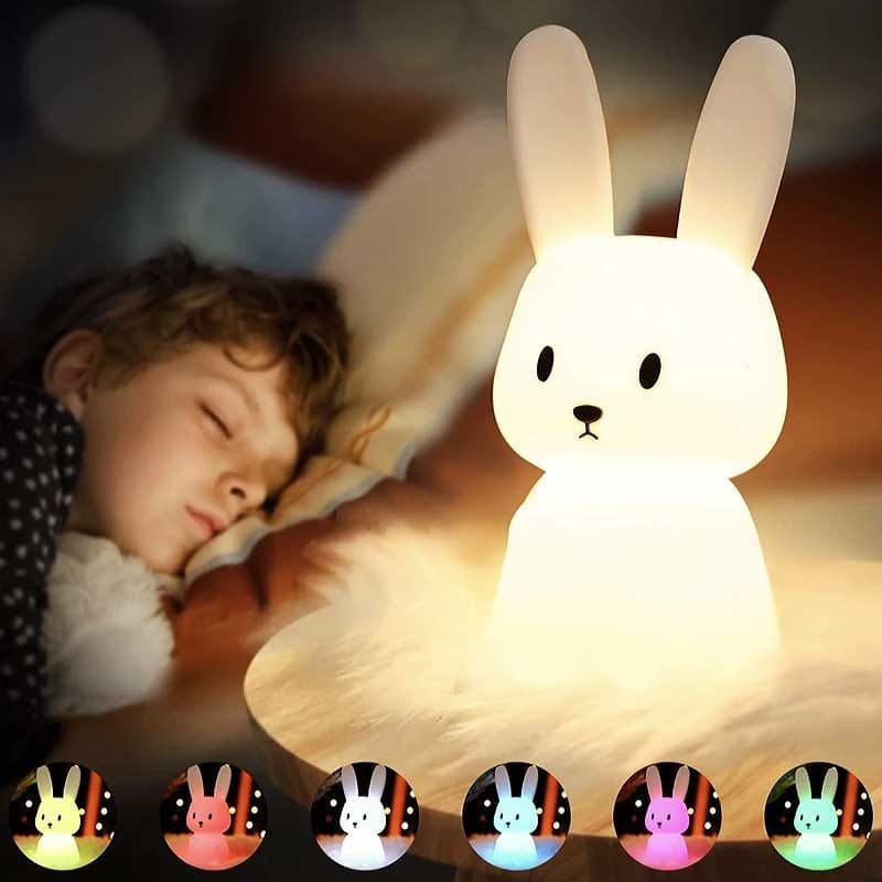 les différentes couleurs de la veilleuse enfant lapin