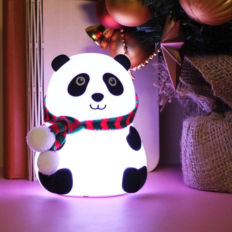 Veilleuse panda lumineux qui brille en violet