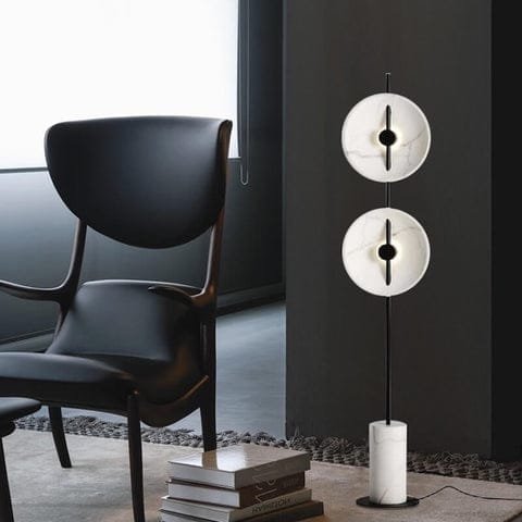 Lampe de Chevet Design Blanche au Style Nordique élégant 1 Lampe De Chevet Design Blanche dans un salon avec un fond noir