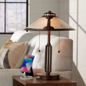 lampe de chevet design contemporain en ceramique et tissu taupe 279 1