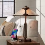 Lampe de Chevet Design Contemporain en Céramique et Tissu Taupe