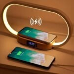 lampe de chevet moderne tactile avec chargeur et horloge digitale 755 1