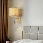 Lampe de Chevet Murale Bois avec Liseuse Intégrée pour Lecteurs