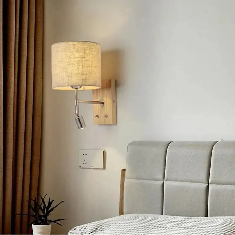 Lampe de Chevet Murale Bois avec Liseuse Intégrée pour Lecteurs