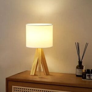 Lampe de Chevet Noir et Bois Clair pour Lecture Nocturne