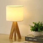 Lampe de Chevet Noir et Bois Clair pour Lecture Nocturne