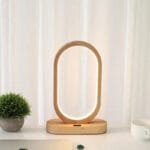 Lampe de Chevet Originale Bois avec Station de Chargeur Induction