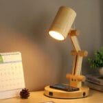 Lampe de Chevet Pied Bois Minimaliste au Style Rétro