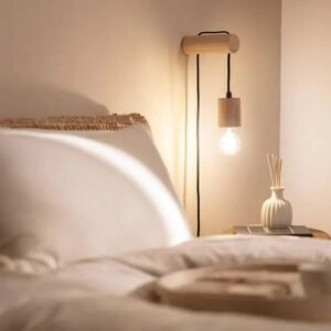 lampe de chevet suspendu bois torse au design moderne et eclairant 829 1 1