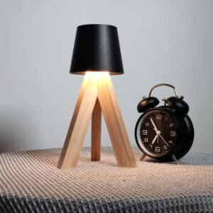 lampe de chevet tactile en bois massif avec eclairage led moderne 676 2