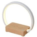 Lampe de Chevet Tactile en Bois Naturel avec Station de Chargement